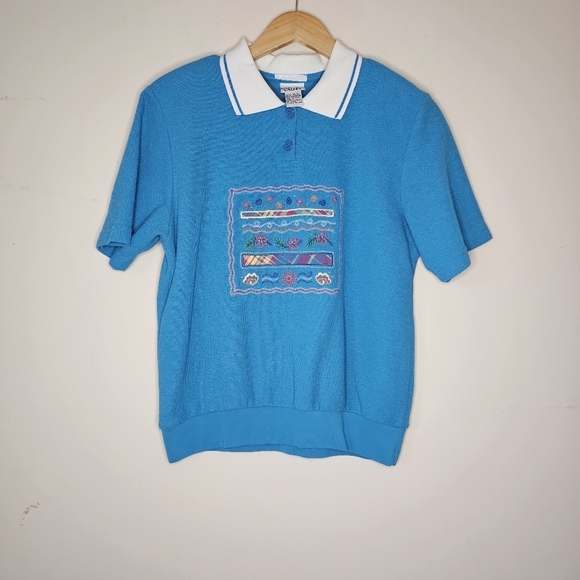 Napa Valley Vintage Quarter Button Up Embroidered Heavy Top Floral Coastal - Picture 3 of 5